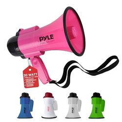 Pyle Megafoon-Draagbare Luidspreker- Luidsprekerhoorn-Toeter met Sirene -Werkt op Batterijen -30 Watt - Microfoon- PA-Geluid - Inklapbare Handgreep voor Cheerleading en Politiegebruik
