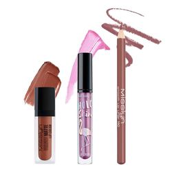 Misslyn Set Rossetto Lucidalabbra ad Alta Lucentezza Idratante e Voluminizzante per Labbra Carnose, 3 Matite a Lunga Durata di Precisione a Tinta Leggera