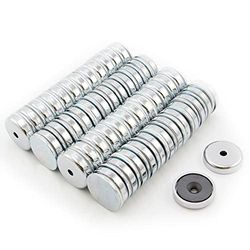 Ferrite Y30Bh Pot Magnet Para Artes, Manualidades, Fabricación de Modelos, Bricolaje, Pasatiempos, Oficina Y Hogar - 32mm de Diámetro x 7mm de Espesor x 5mm C/Fregadero - 6.9kg Pull - Paquete de 50