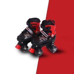 Endless EL1029 Patins à roulettes réglables Taille Moyenne 34 EUR (UK 1,5) – 38 EUR (UK 5) pour 6 à 12 Ans | Rouge | Châssis Solide et Roues à Quatre Flashing en PU 70 mm | Roulements ABEC 7