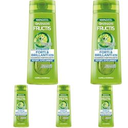 Garnier Fructis Shampoo Fortificante 2in1, Per Capelli Normali, Per Capelli Forti e Luminosi, Con Estratto di Pompelmo e Vitamina B6, Forti & Brillanti, 250 ml (Confezione da 5)