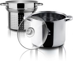 Aeternum Divina Pastarella Pentola Per Pasta, Compatibile con piastra ad induzione, Acciaio, Argento, ‎Diametro 22 cm