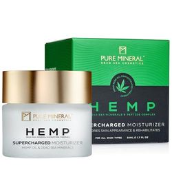 Pure Mineral - Supercharged Hemp Moisturizer - Dead Sea Minerals, Hemp Oil, Intense Hydration, Anti-Aging - Silicone-Free, Sulfate-Free, Paraben-Free - 50ml