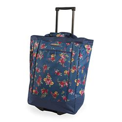 Pacific Coast Signature Grote boodschappentas voor dames met wieltjes, Rose Garden Navy, Large, Grote boodschappentas met wieltjes