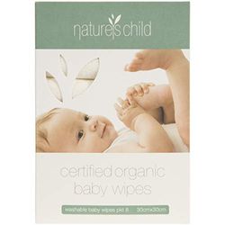 Natures Child Reusable Baby Wipes Organic 8 pk - ACO Certified Organic & Natural - Australian Made - Cruelty Free & Vegan - No Synthetic Fragrance or Preservatives