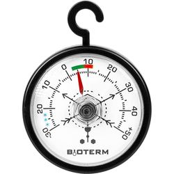Browin 040600 Thermometer for Refrigerators and Freezers 52 x 70 mm, Bimetallic Thermometer, Self-Adhesive, for Hanging, Round, Temperature from -30°C to +50°C, Black