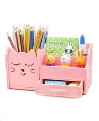 Bureau Nette Organizer Pen Houder Roze Pen Pot voor Kids Desktop Stationaire Opslag Organizer Gemaakt van Hout voor Potlood Cads Make-up Borstels