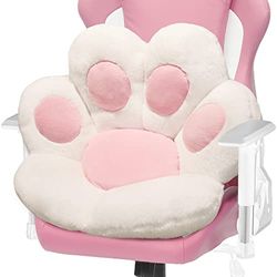 ELFJOY Coussin de Chaise Confortable en Peluche en Forme de Patte de Chat - Coussin de siège Confortable - Cadeau pour Fille (Blanc) - 7060 cm