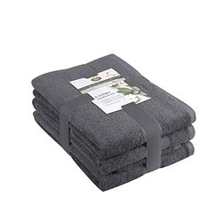 Gözze - Set di Asciugamani in Spugna, 2 Asciugamani per le Mani (50 x 100 cm), 2 Asciugamani da Bagno (70 x 140 cm) e 2 Asciugamani per gli Ospiti (30 x 50 cm), 100% Cotone - Antracite