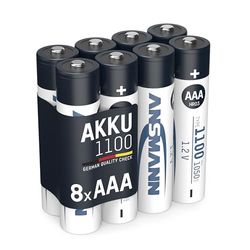 Ansmann 5035232-590 - Micro, tipo AAA 1100 mAh pilha altamente capacitiva profissional/multifuncional, foto digital, 8 unidades