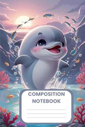 Cute Dolphin Composition Notebook - College Ruled - Adorable Ocean Animal Journal - 120 Pages, 6"x9"