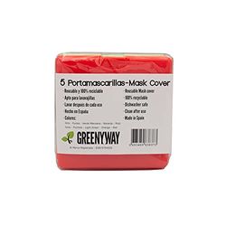 Greenyway Pack 5 Porta mascarillas Gris, Fucsia, Verde Manzana, Naranja y Roja