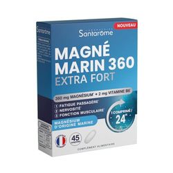 Santarome - Magnésium Marin Extra Fort - 360 mg par prise + 2 mg de Vitamine B6 - Fatigue & Nervosité - 45 comprimés - France