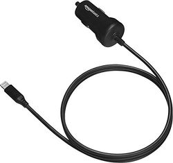 Amazon Basics Cargador de coche con cable Lightning recto, de 5 V y 2,4 A, recto 0,91 m - Negro