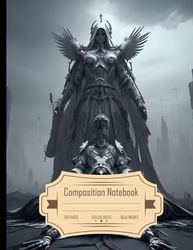 Composition Notebook College Ruled: White Raven God in Cyber Punk Futuristic Black Desert, Perfect for Writing, Size 8.5x11 Inches, 120 Pages