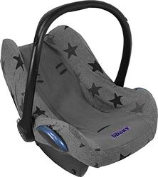 Dooky Seat Cover 0+ Grey Stars Housse de siège auto (pour Système de Ceinture 3 et 5 Points, pour la Tranche d'âge 0+, Convient à la Plupart des Marques), Gris