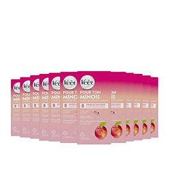 Veet Bandes de cire Visage - Parfum Nectarine - Format voyage - 8 bandes - Lot de 2