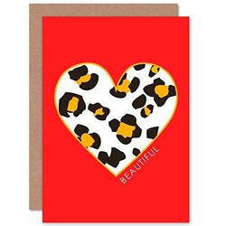 Wee Blue Coo Red Leopard Beautiful Greetings Card