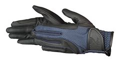PFIFF elastischer Reithandschuhe, Guanti. Donna, Nero/Blu, S