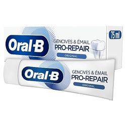 Oral-B Dentifrice Pro-Repair Gencives/émail Original, Revitalise et Répare l'émail, Protège les Dents contre l'Erosion Acide, Pour Dents Sensibles, Arôme Neutre, Pack de 12x75ml