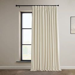 HPD Half Price Drapes Extra Wide Blackout Solid Thermal Insulated Window Curtain 100 X 84 Signature Plush Velvet Curtains for Bedroom & Living Room (1 Panel), VPYC-SBO198593-84-DW, Diva Cream