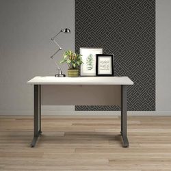 Dmora Albertine Desk, Multipurpose Writing Desk, Office Table for PC Holder, Worktop, 120 x 80 x H 75 cm, White and Grey