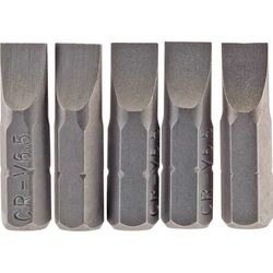 Draper 64012 Lot de 5 embouts hexagonaux à fente plate 6,5 mm, longueur 25 mm