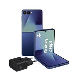Samsung Galaxy Z Flip7 con caricatore 25W EP-T2510NBEGEU, Smartphone AI con 3 anni di Garanzia del produttore, RAM 12GB, 256GB, Blue Shadow