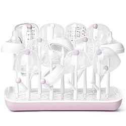 Termichy Baby Bottle Drying Rack, Baby Bottle Rack with Large Capacity for Bottles, Dry Rack with Removable Water Tray (Pink)