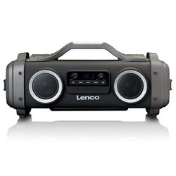 Lenco 810023 spr-200 boombox - protezione dagli schizzi - bluetooth 5.0 - radio fm - tws - eq - 50w rms - batteria integrata da 4400 mah - usb - micro sd - 3,5 mm - nero