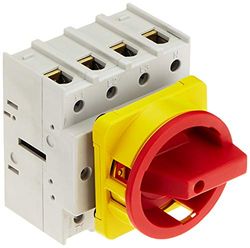 BENEDICT LTS125 EHN4 A4 Interrupteur d'arrêt d'urgence rouge/jaune 125 A - 4 pôles - Montage avant, Gris