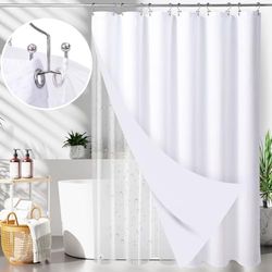 LaCyan 3 in 1 Waterproof Waffle Weave Shower Curtain and Clear Liner Set with 12 Stainless Steel Hooks Double Sided for Bathroom 72 Inches Heavy Duty Polyester Fabric Shower Curtains 72x72