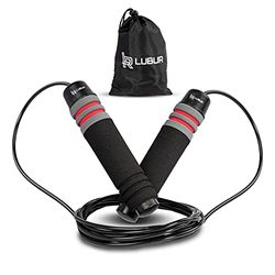 Lubur Sport Springseil - Sprungseil mit rutschfestem und ergonomischem Griff - Individuell anpassbare Springschnur - Hochwertiges Hüpfseil aus Stahl inkl. Transportbeutel