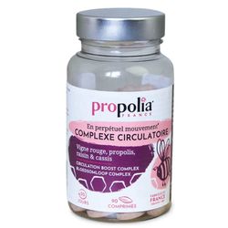 PROPOLIA - Complexe circulatoire - Circulation sanguine Jambes légères - Propolis, Vigne rouge & Cassis - Complément alimentaire - Fabriqué en France - 90 comprimés