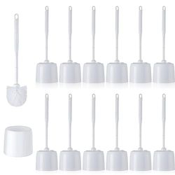 Roshtia Toilet Brush and Holder Toilet Bowl Brush with Caddy Toilet Cleaner Brush Toilet Scrubber for Bathroom Cleaning Deep Cleaning, White, 14.57 Height (12 Sets)