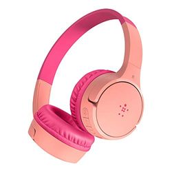 Belkin auriculares inalámbricos para niños SoundForm Mini con micrófono, cascos supraaurales para la enseñanza en línea, la escuela y viajar, compatibles con iPhone, iPad, Galaxy y otros, rosa