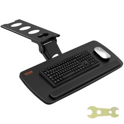 VEVOR Soporte para Teclado Bandeja Deslizante para Teclado y Ratón de 63,5x25 cm Debajo del Escritorio Carga Máxima de 5 kg Fijación Fácil y Ángulo Ajustable para PC en Oficina Casa