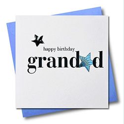 Claire Giles Greeting Cards, Happy Birthday Grandad Card, Blue Stars Grandfather Greeting Card, Embellished with a Padded Star