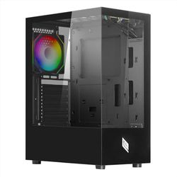 Noua Nexus P100 - Carcasa para PC Gaming ATX Mid-Tower, Ventilador LED ARGB 120 mm MB Sync, Panel Frontal y Lateral de Cristal Templado sin Marco, Negro