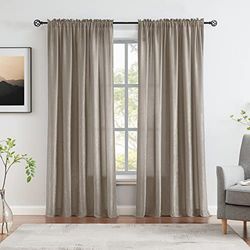 Melodieux Cortinas semitraslúcidas aterciopeladas Color Gris Pardo de 96 Pulgadas de Largo para Dormitorio, Sala de Estar, Textura de algodón Natural, Cortinas traslúcidas para Ventana, 52 x 96
