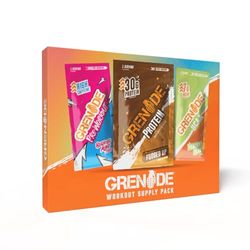 Grenade Workout Sample Bundle - Single Serving (16.5 g Berried Alive Pre-Workout, 13 g Peachy Pear BCAA & 40 g Fudged Up Protein Powder)