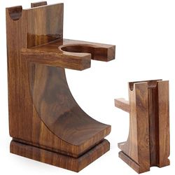 Haryali London Razor Stand Sustainable Shaving Stand 2 in 1 Brush Razor Stand Holder Wooden Shaving Stand Eco-friendly Stand Shaving Brush Stand Razor Holder - Zero Waste, 1 Count (Pack of 1)