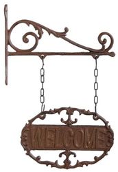 Esschert Design Welcome wandschild, gietijzer, bruin, 22,7 x 3,8 x 33,5 cm