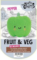 KNITTY CRITTERS – Fruit and Veg Crochet Kit – Pepper| Beginner-Friendly Crochet Craft Kit with Recycled Yarn