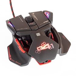 DragonWar - Phantom 4.1 - Souris de jeu filaire tressé (2 mètres) rétro éclairé RGB, Noir & Rouge