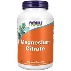 Now Foods, Magnesium Citrate (citrato di magnesio), 400 mg, 240 Capsule vegane, Testato in Laboratorio, Magnesio, Senza Glutine, Senza Soia, vegetariano