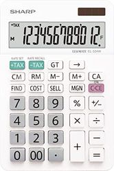 Sharp Calcolatrice da tavolo EL-334W (12 cifre, supporto pieghevole, solare) bianco