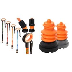 Flexyfoot Oval Handle Walking Stick – Orange – Improves Safety, Grip & Reduces Shocks & Jarring – Replacement Foot - Black