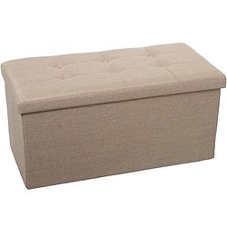 DRW Pouf, Poliestere, Beige, 38x77x38 cm