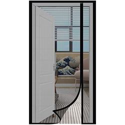 Sekey Fly Screen Door Curtain Against Cat Scratches Side Opening Fly Screen No Drilling Balcony Door Fly Curtain Made of Fibreglass Net Black 90 x 200 cm